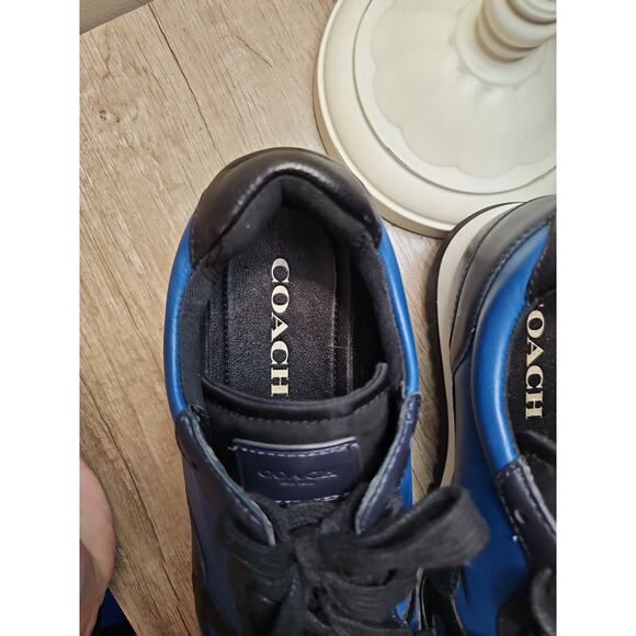 Coach Carter PERF RUNNER Sneakers Low Cut Leather FG1600 Blue Black Size 8D - Picture 14 of 16